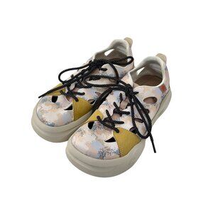 Uin Womens Artistic Sneakers Size 8 Cut-Out Design Comfort Fit Beige Multi-Color